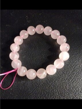 Rose Quartz Beaded Stretch Bracelet - Pink